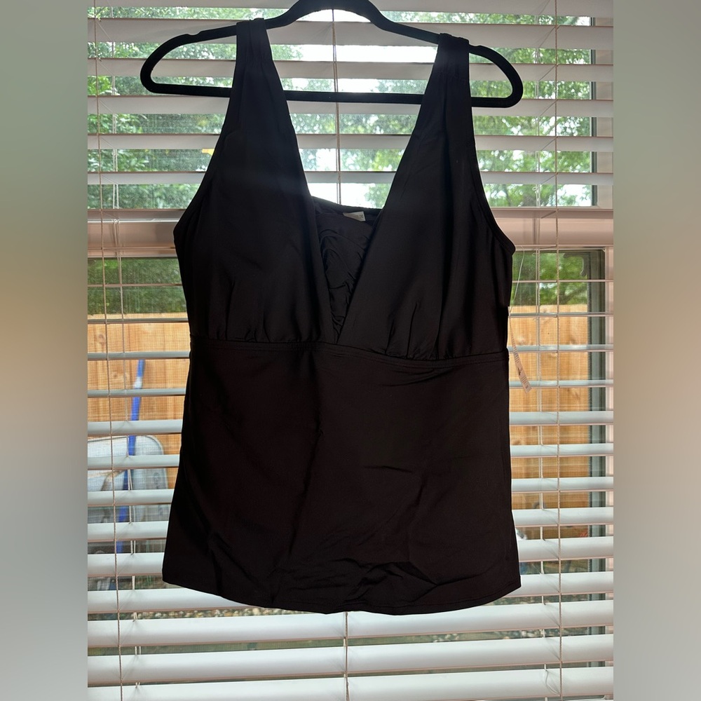 Lands’ End Black Underwire Control Tankini Top 18W NWT